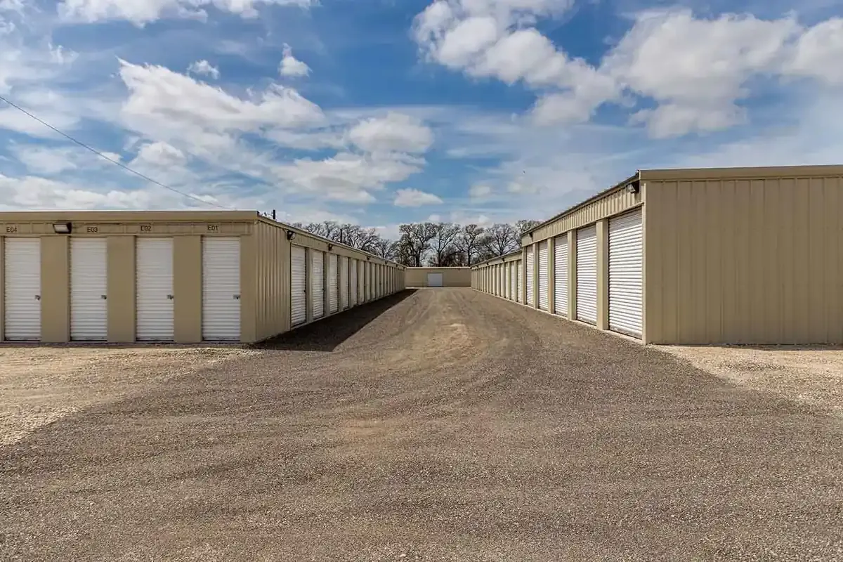 storage units on gravel road