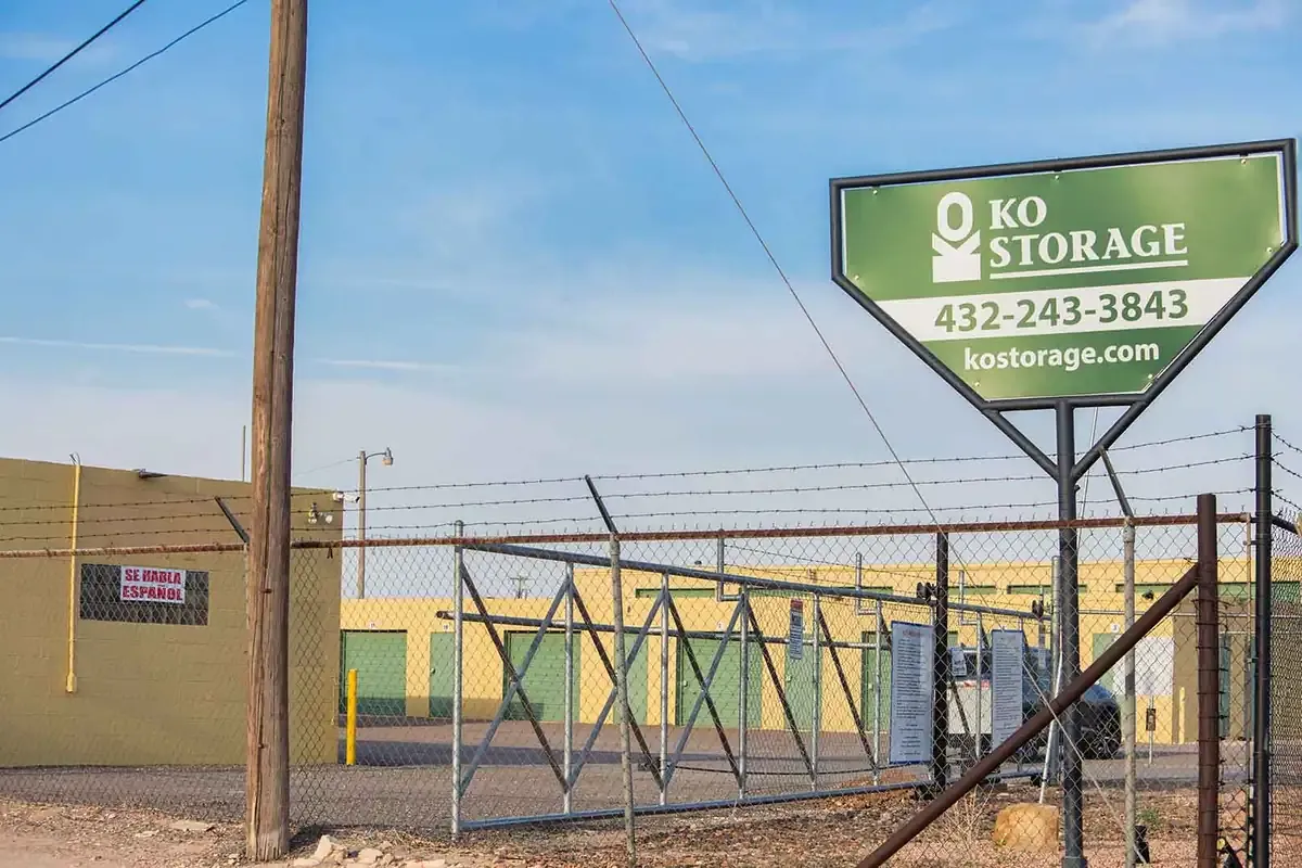 ko storage sign outside facility gate