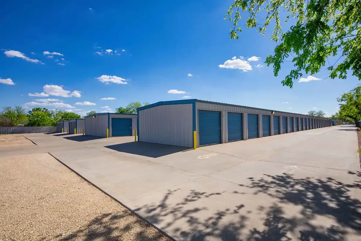 storage units on paved road
