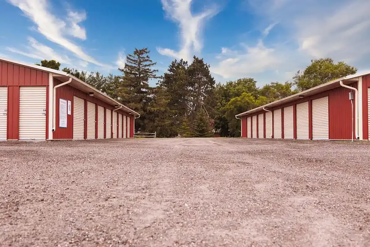 storage units and gravel road