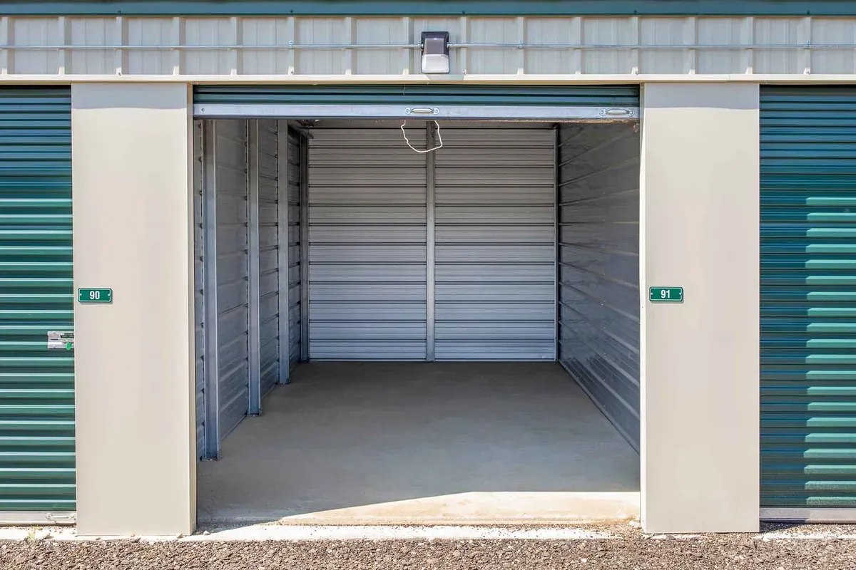 open storage units door