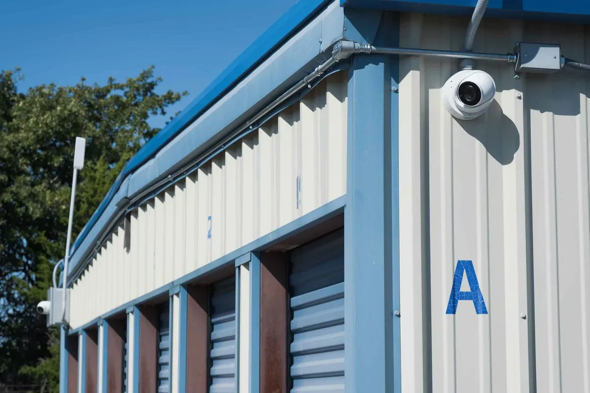 security camera on storage unit building