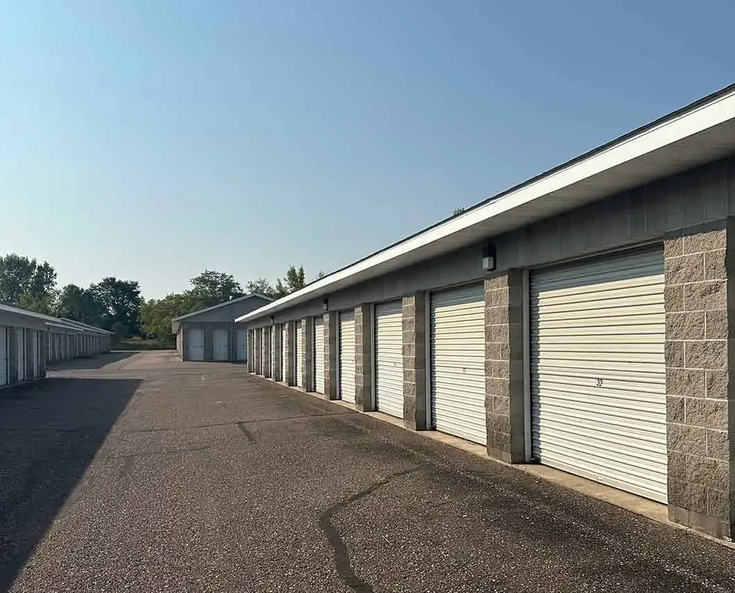 storage units on paved road