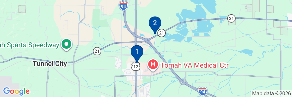Map showing facility locations