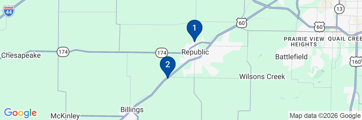 Map showing facility locations