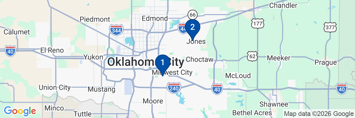Map showing facility locations
