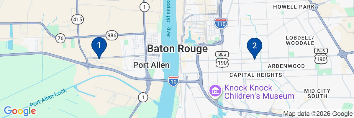 Map showing facility locations