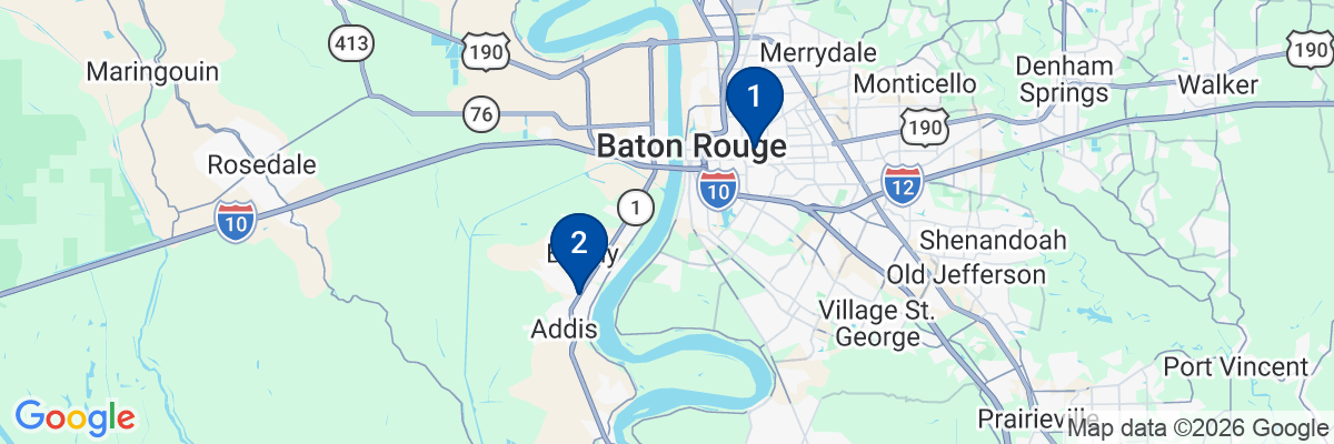 Map showing facility locations