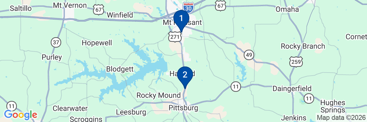 Map showing facility locations
