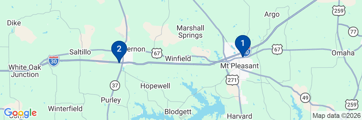 Map showing facility locations