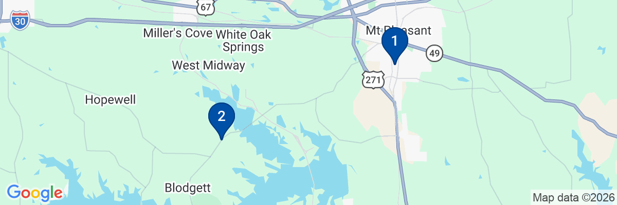 Map showing facility locations
