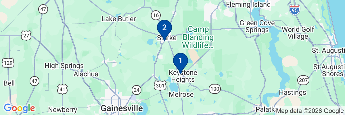 Map showing facility locations