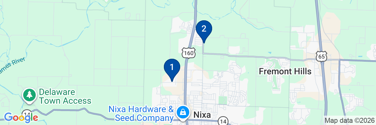 Map showing facility locations