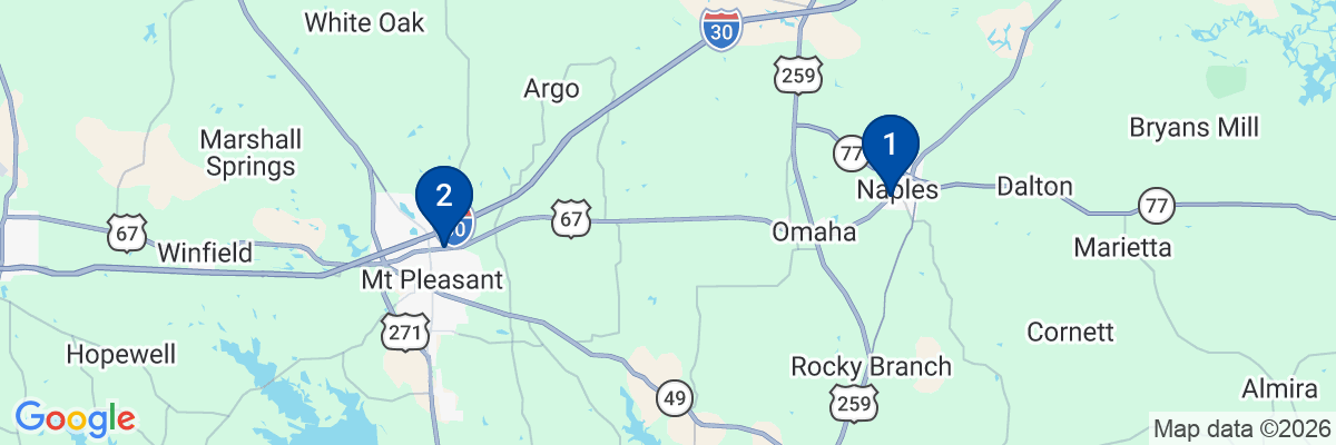 Map showing facility locations