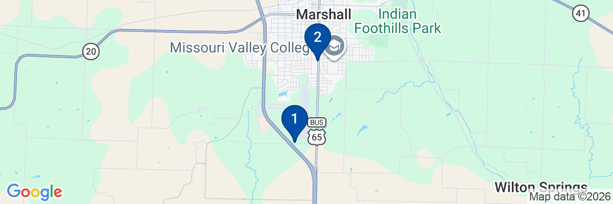 Map showing facility locations