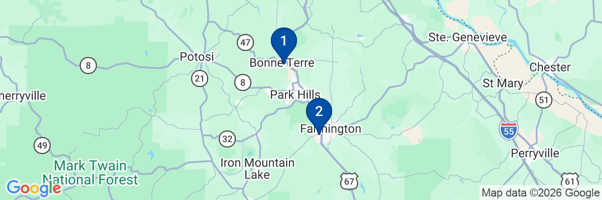 Map showing facility locations