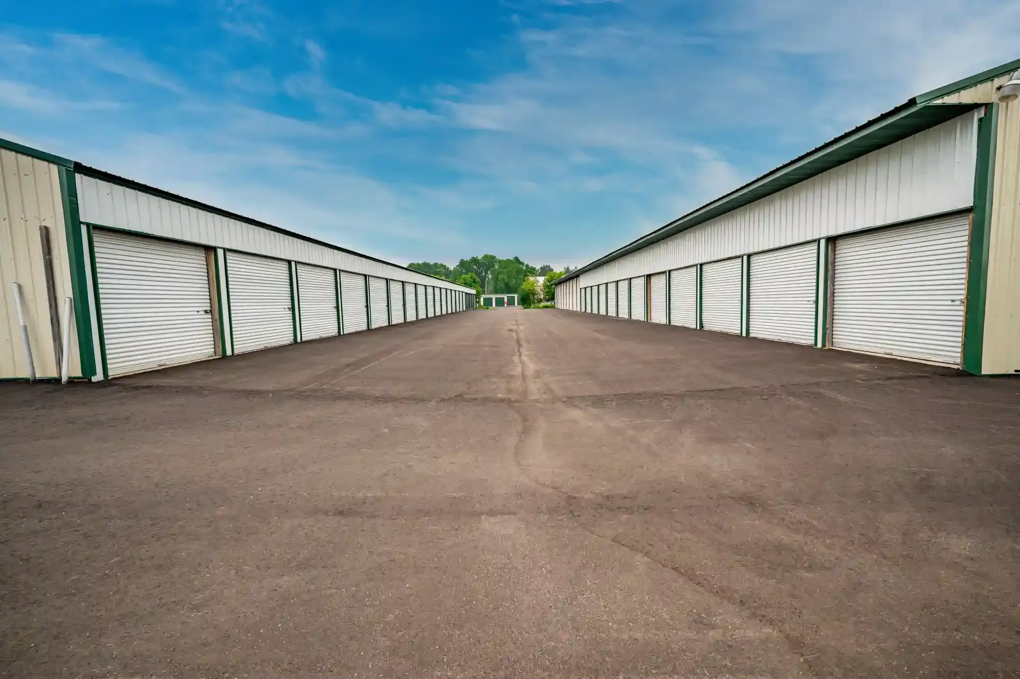 storage units on paved road
