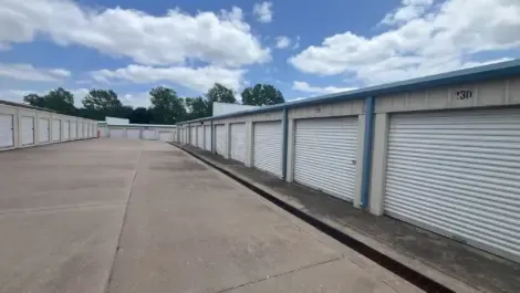White doored large outdoor storage units at KO Storage facility in Topeka