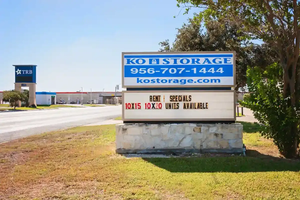 ko storage sign outside facility
