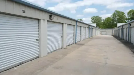 White doored storage units outside at KO Storage Facility in Topeka