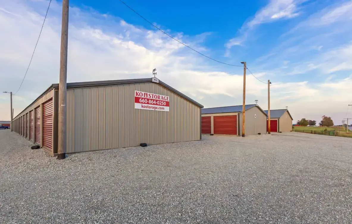 Sign on a storage building.