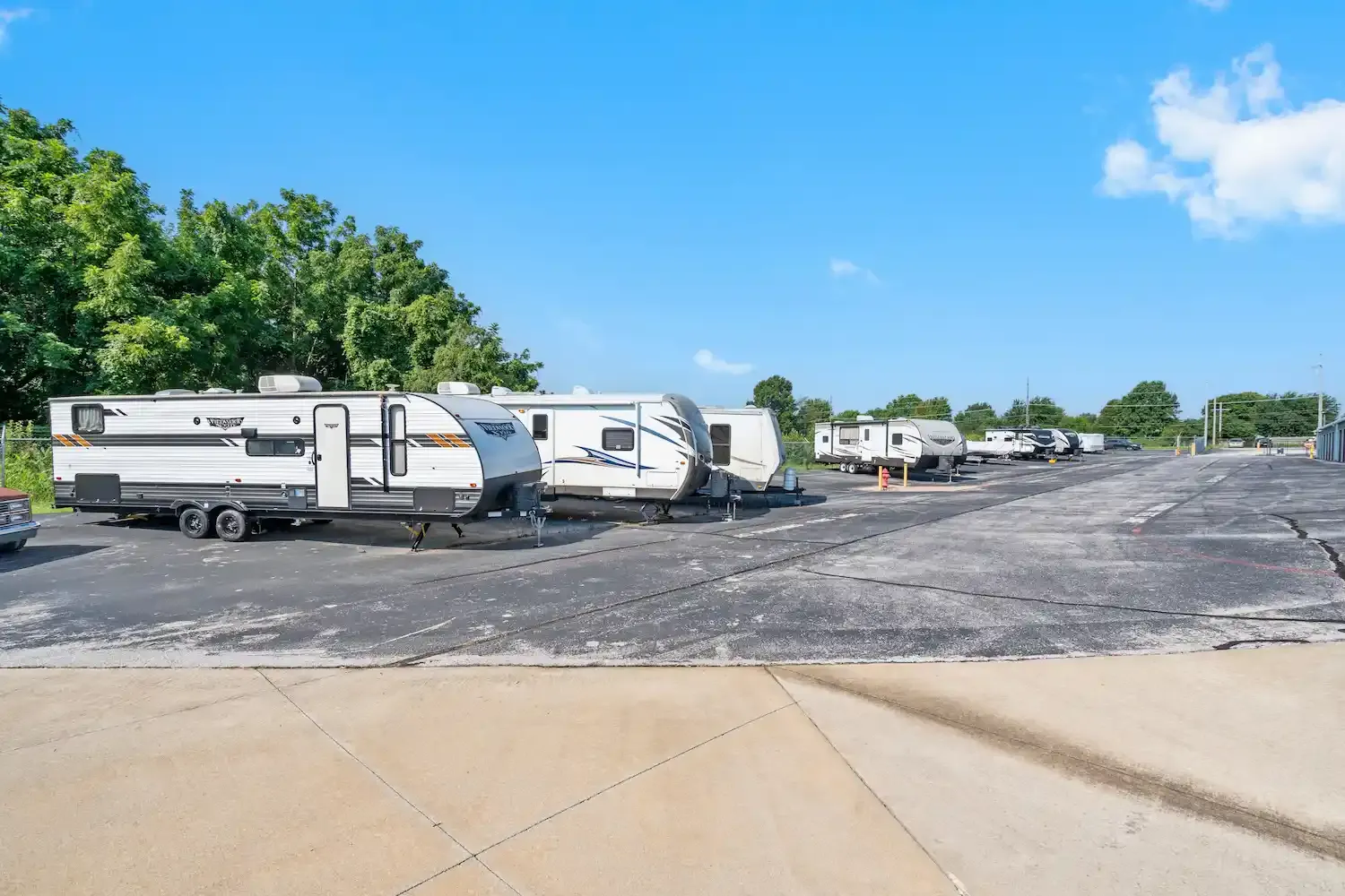 RVs parked at the Springfield Golden facility.