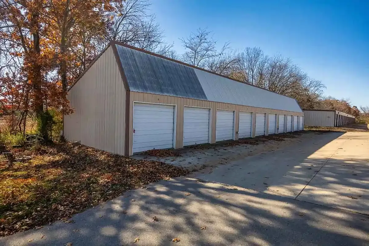 A row of storage units.