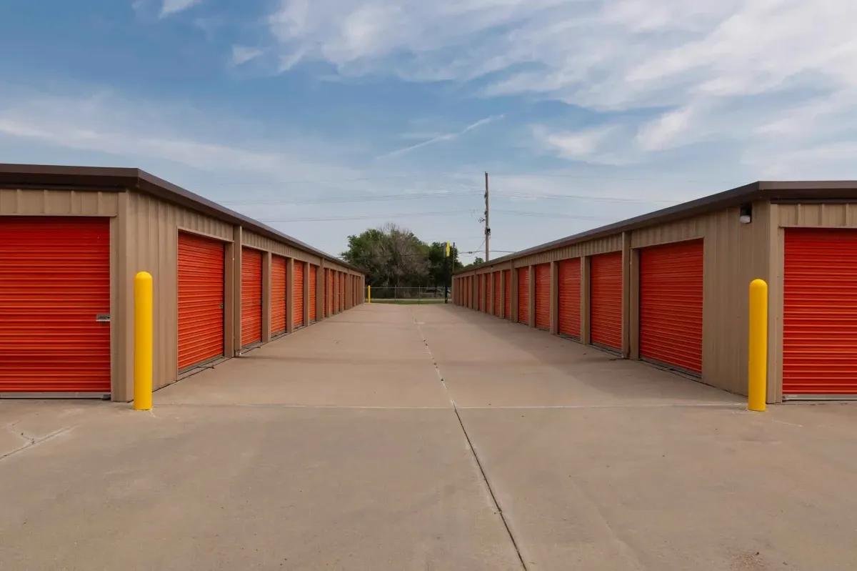 A row of storage units at the Liberal facility.