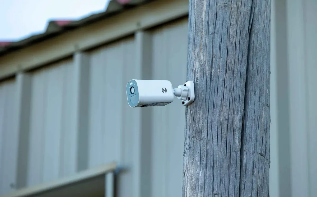 A security camera at the New Castle facility.