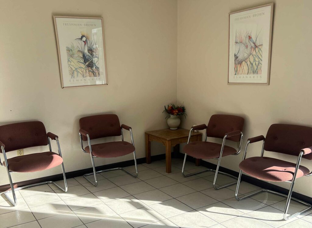 Waiting room in commercial office at KO Storage in Keystone Heights, FL.