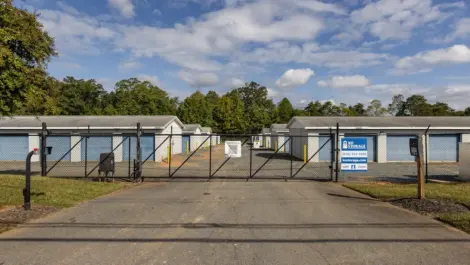 Exterior view of the storage facility from outside the fence